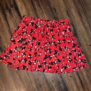 Banana Republic Size XS Red Black and White Lined Floral Mini Skirt